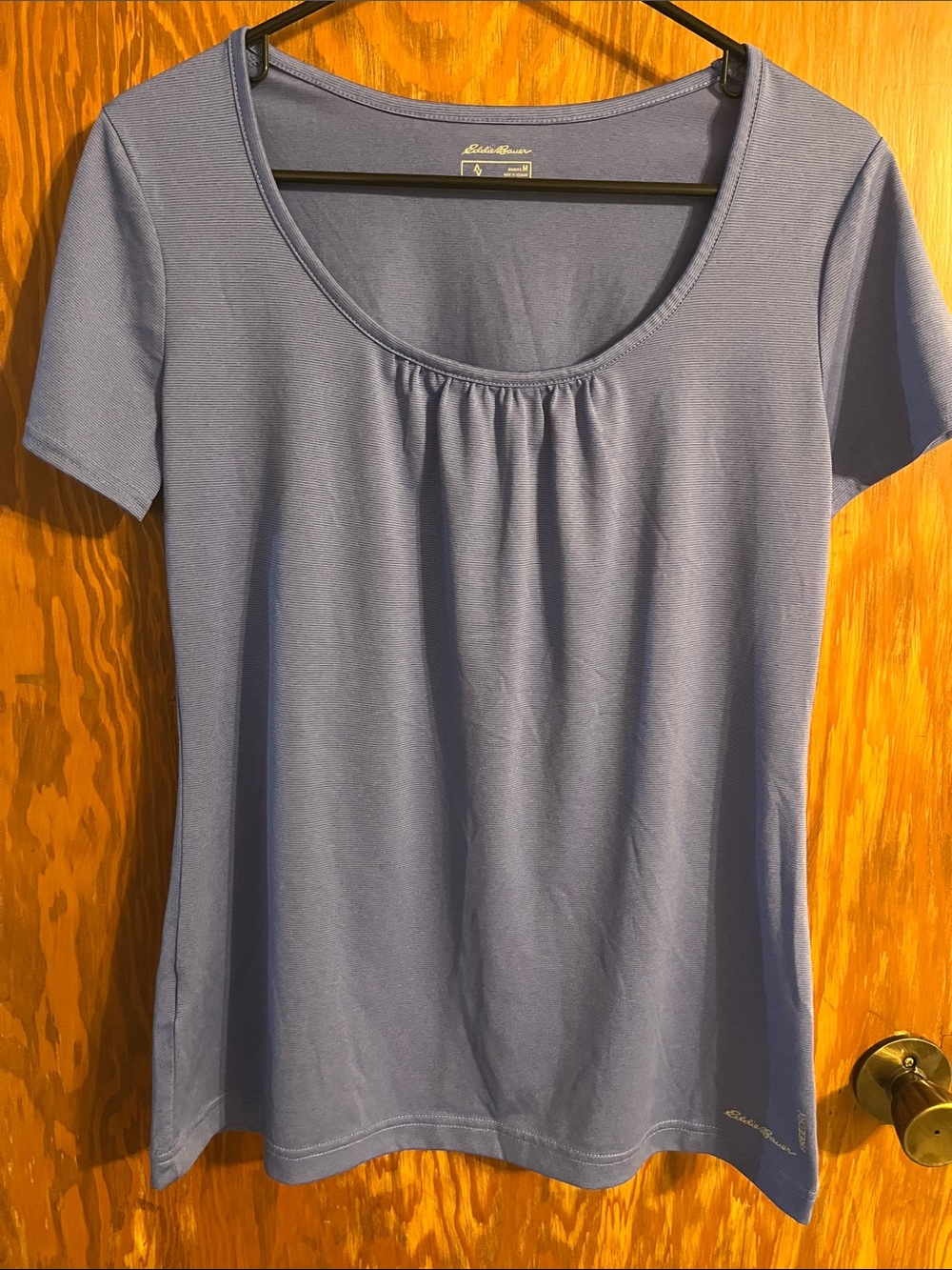 Eddie Bauer Scoop-Neck Short Sleeve FreeDry Top in Light Blue